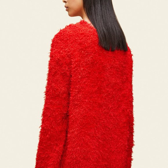 MANSUR GAVRIEL fuzzy faux-fur silk red sweater - Picture 8 of 10